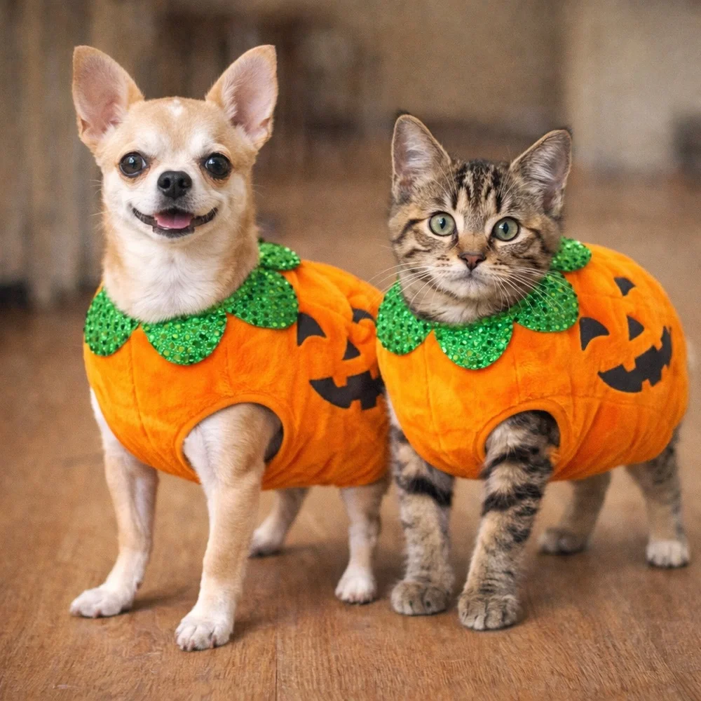 Pumpkin Adjustable Dog Cat Halloween Costume Size XS Animal Dress Up‎
